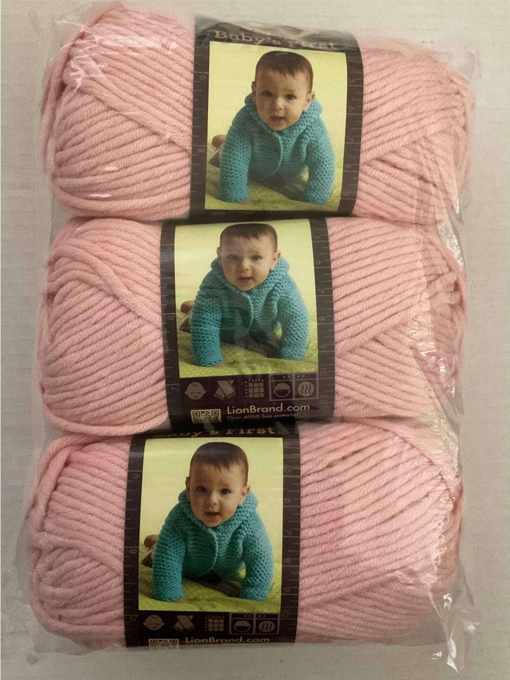 Lion Brand Yarns Baby Soft Pink Baby Yarn Twinkle Toes 101 - 3-Pack Discontinued